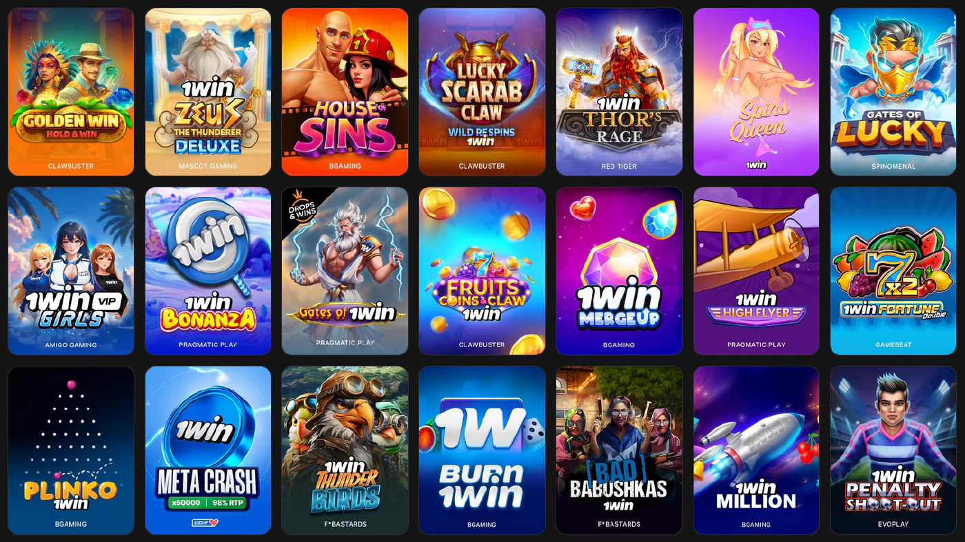 Casino games available on 1win India including roulette, poker and slots